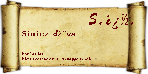 Simicz Éva névjegykártya