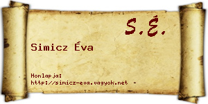 Simicz Éva névjegykártya